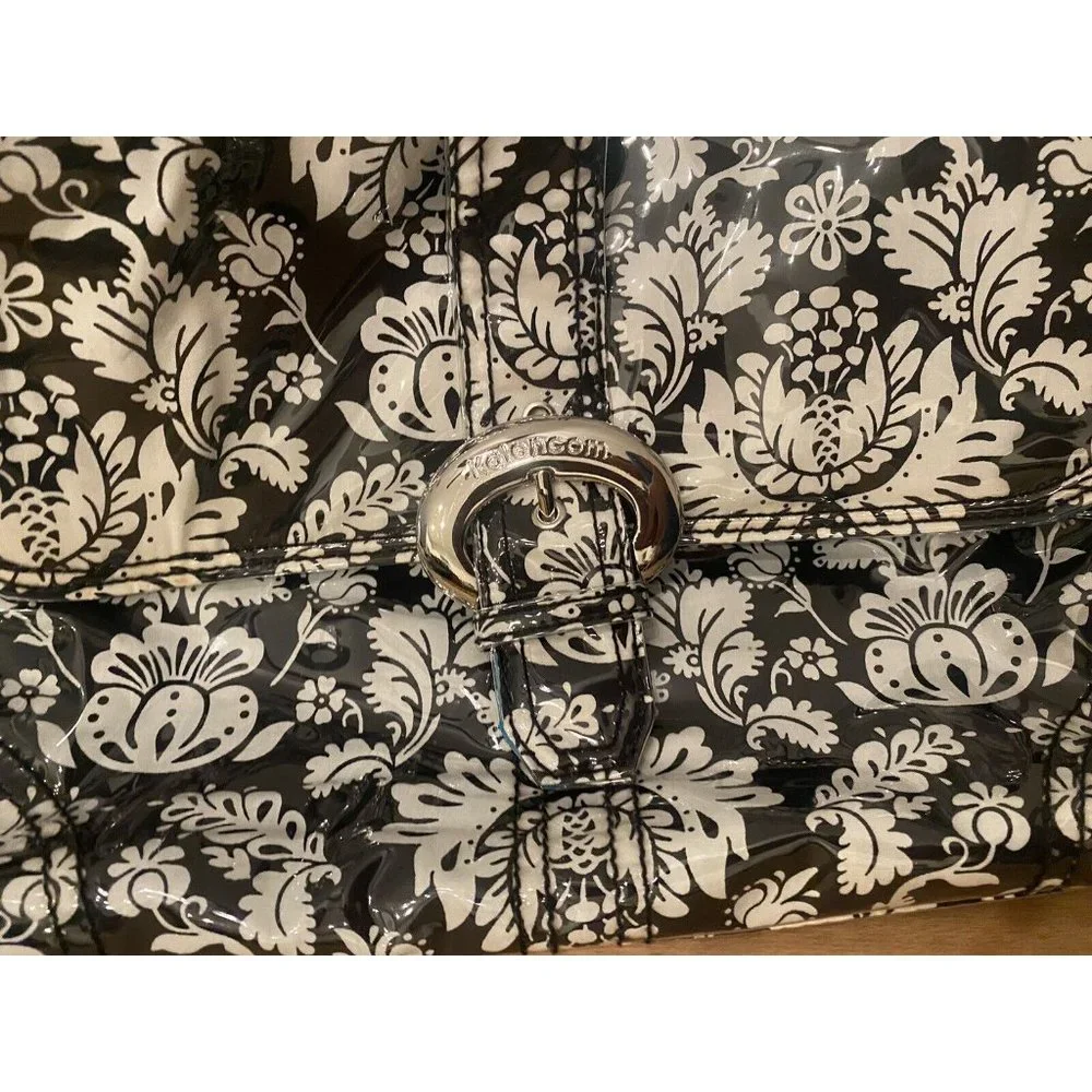 Kalencom‎ Baby Diaper Bag Nylon Black White Floral EUC No Signs Of Wear